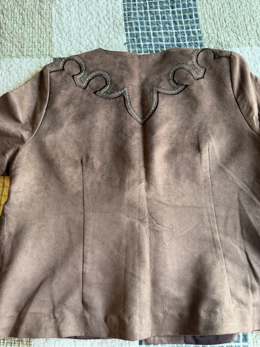 Women’s Back In The Saddle Brown Suede-Look Open Front Blazer